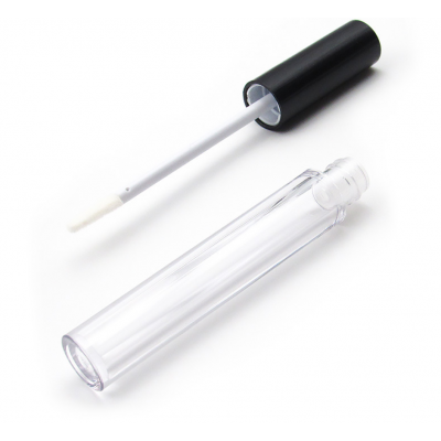 Custom logo 3 5 6 7 8 ml empty round clear brush tip lip gloss plastic tube with wands for cosmetic packaging